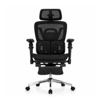 Silla ergonómica Haven S100 Pro Ultra, soporte lumbar dual, brazos 7D, posapiés, negro